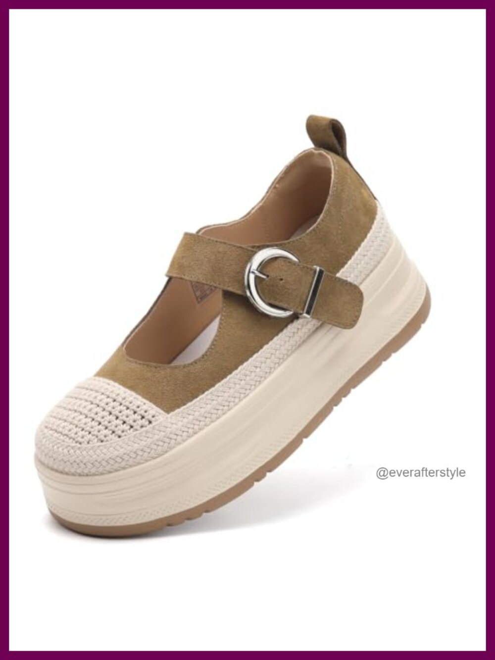 Women's Mary Jane Shoes Knit Split Cowhide Leather Platform Flats